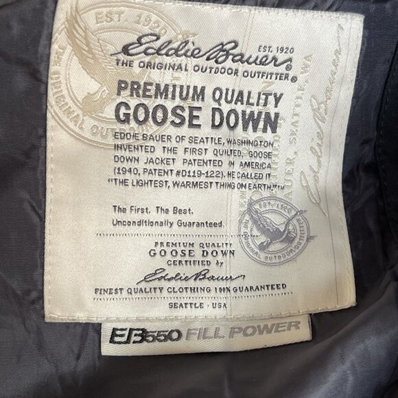 Eddie Bauer EB550 Fill Puffer Goose Down Vest Womens Medium Black Outdoor Casual - Picture 7 of 11